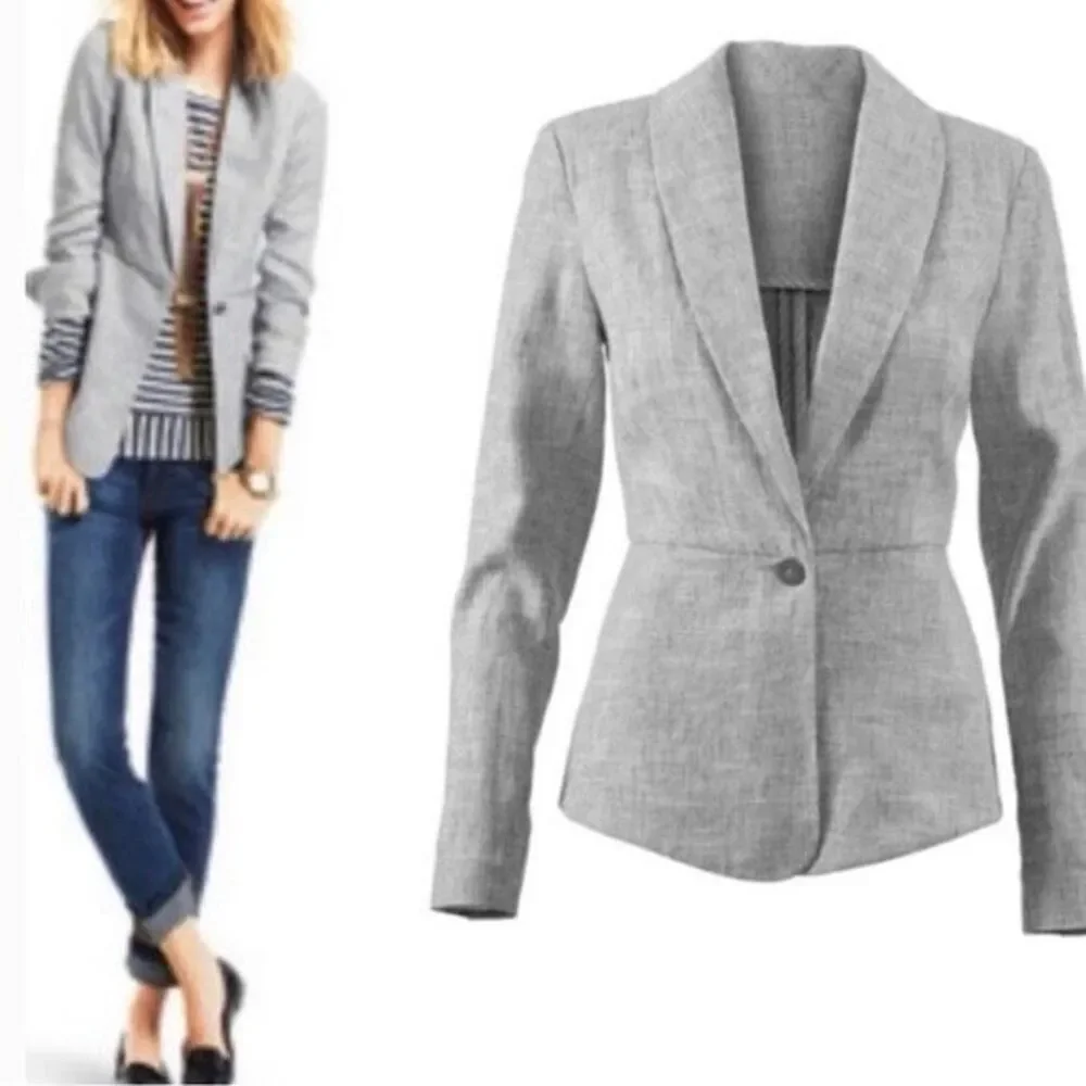 ✨CAbi Beachwalk Linen Blend Blue Sz 6 Blazer✨